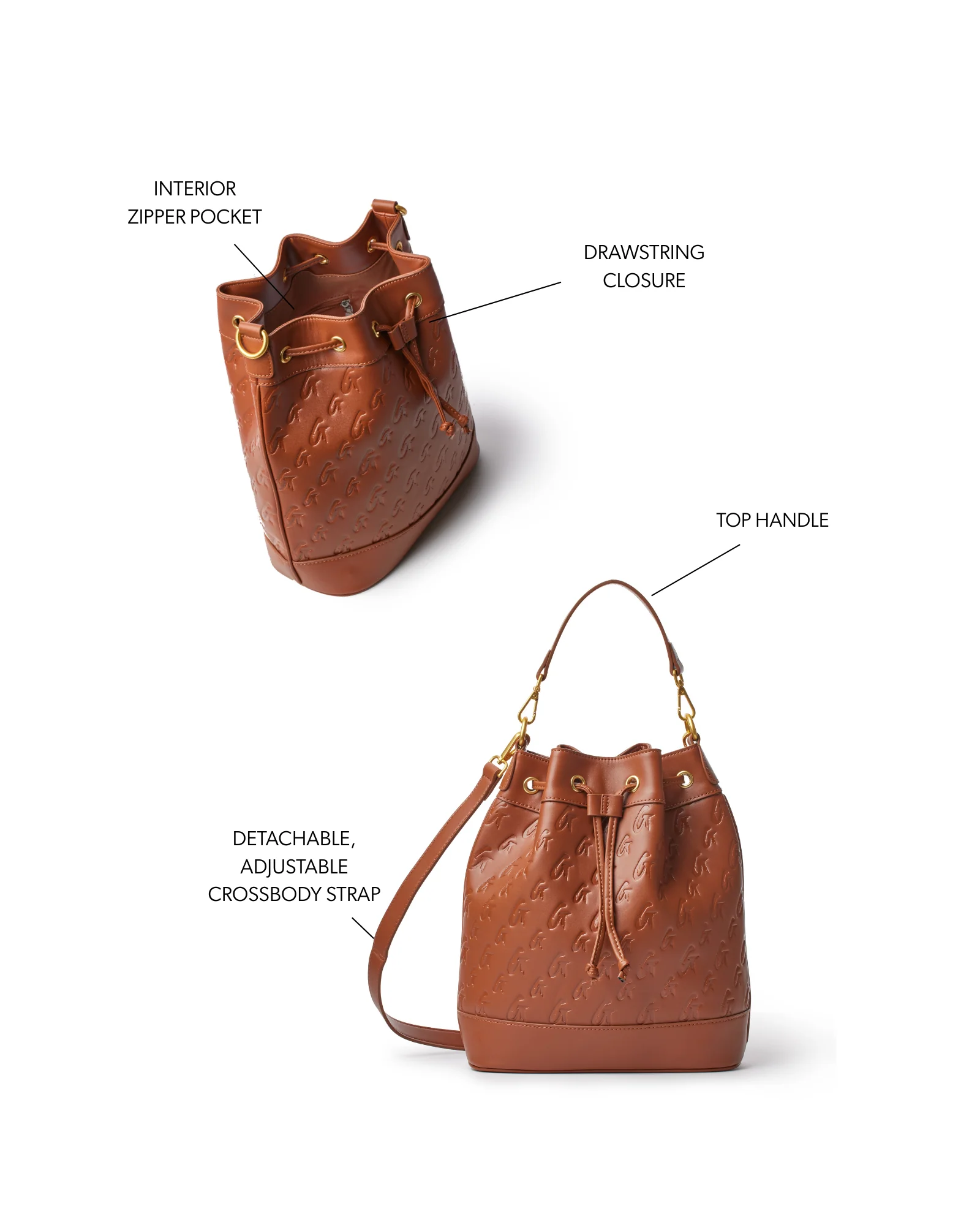 LARGE MONOGRAM BUCKET BAG - BROWN - Image 7